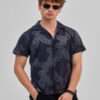 Dark Blue Textured Box Fit Shirt