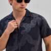 Dark Blue Textured Box Fit Shirt